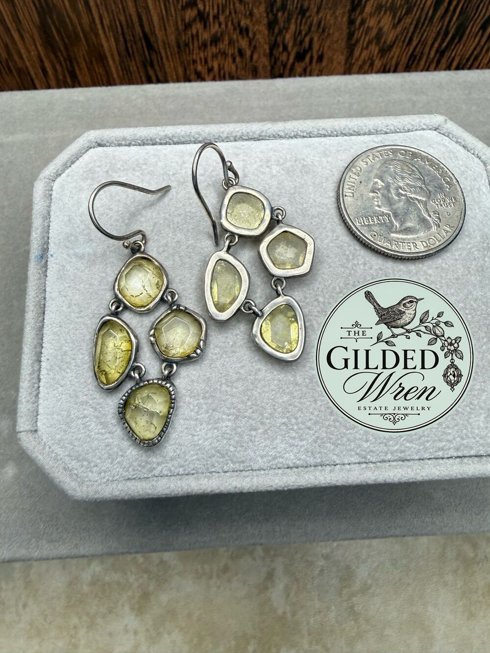 Silpada Fresh Squeezed W2782 Citrine Sterling Silver Chandelier Earrings